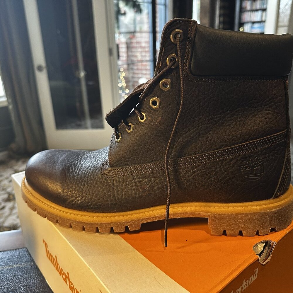 Timberland Premium Waterproof Men's Boot Dark Brown Full Grain Leather Size 13M